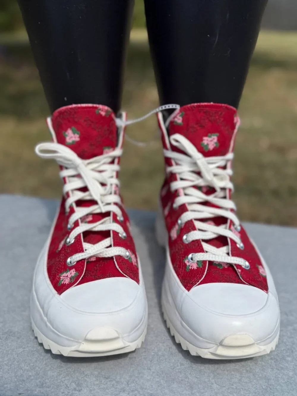 Converse Run Star Hike Mens 13 Womens 14.5 Red Floral Platform Coquette Y2K 4245